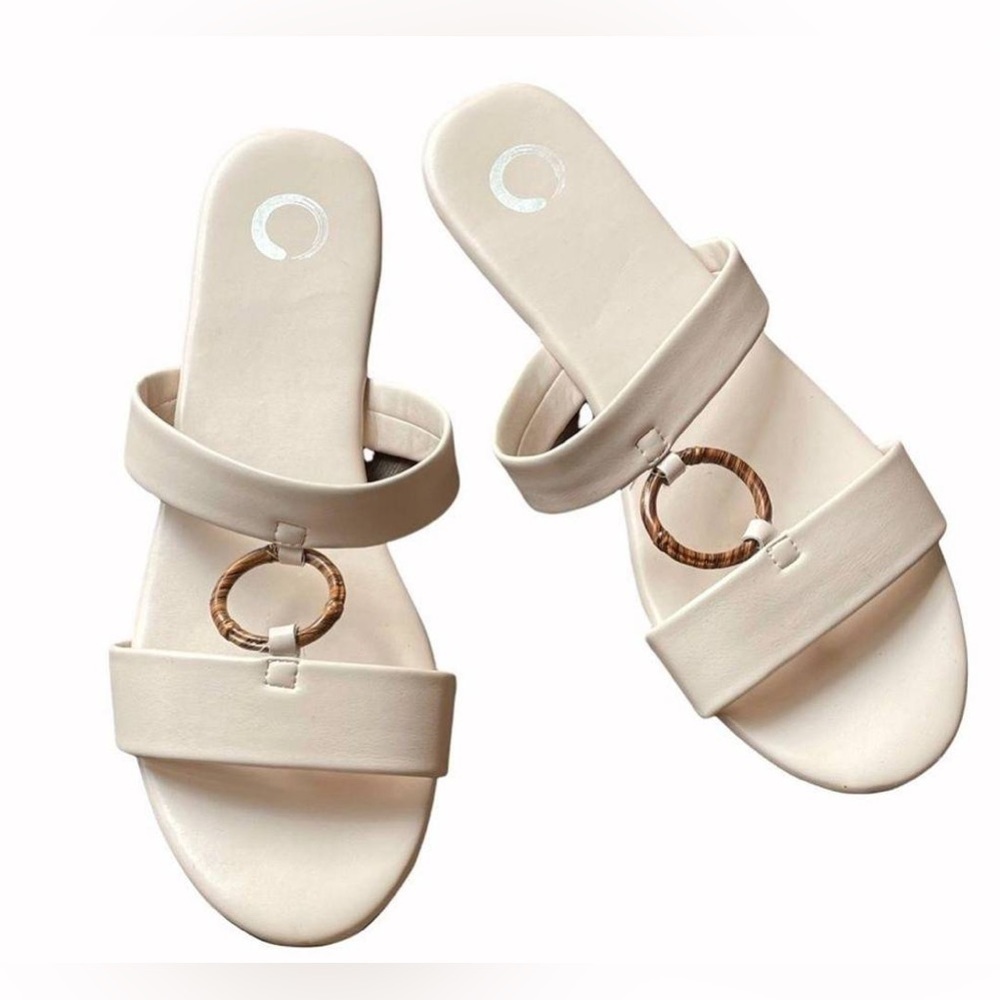 Journee Collection Aylin comfort slides in Beige. Size 8.5